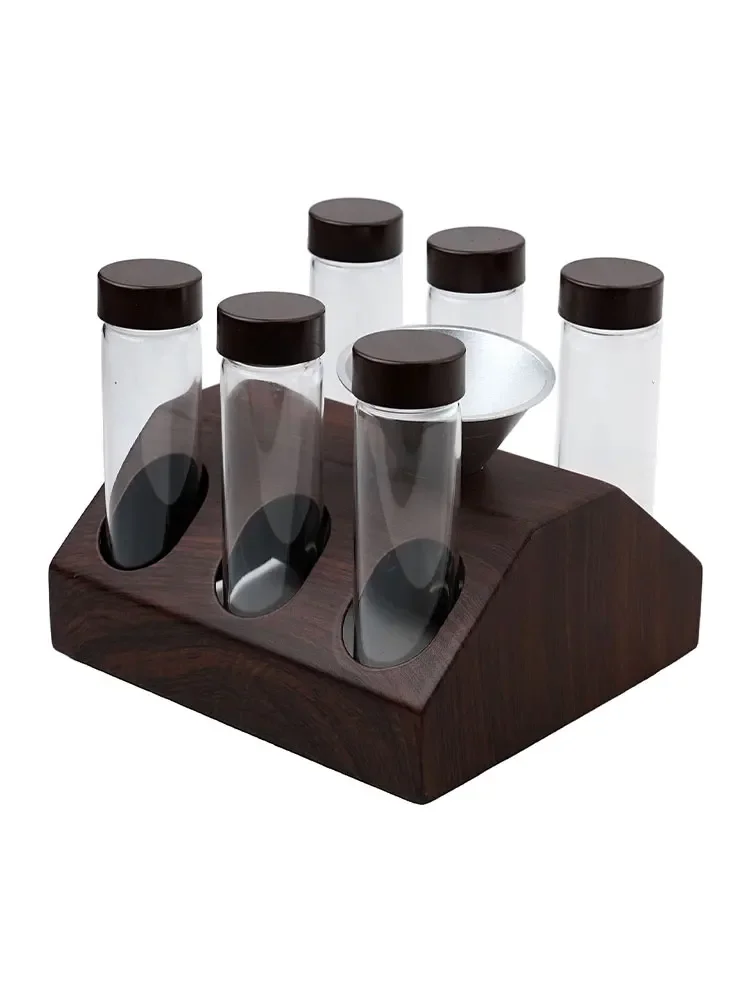 Coffee Beans Storage Container Tube Walnut Display Rack Glass Bottle Single Dose Coffee Accessories Coffeware Tool  Sets