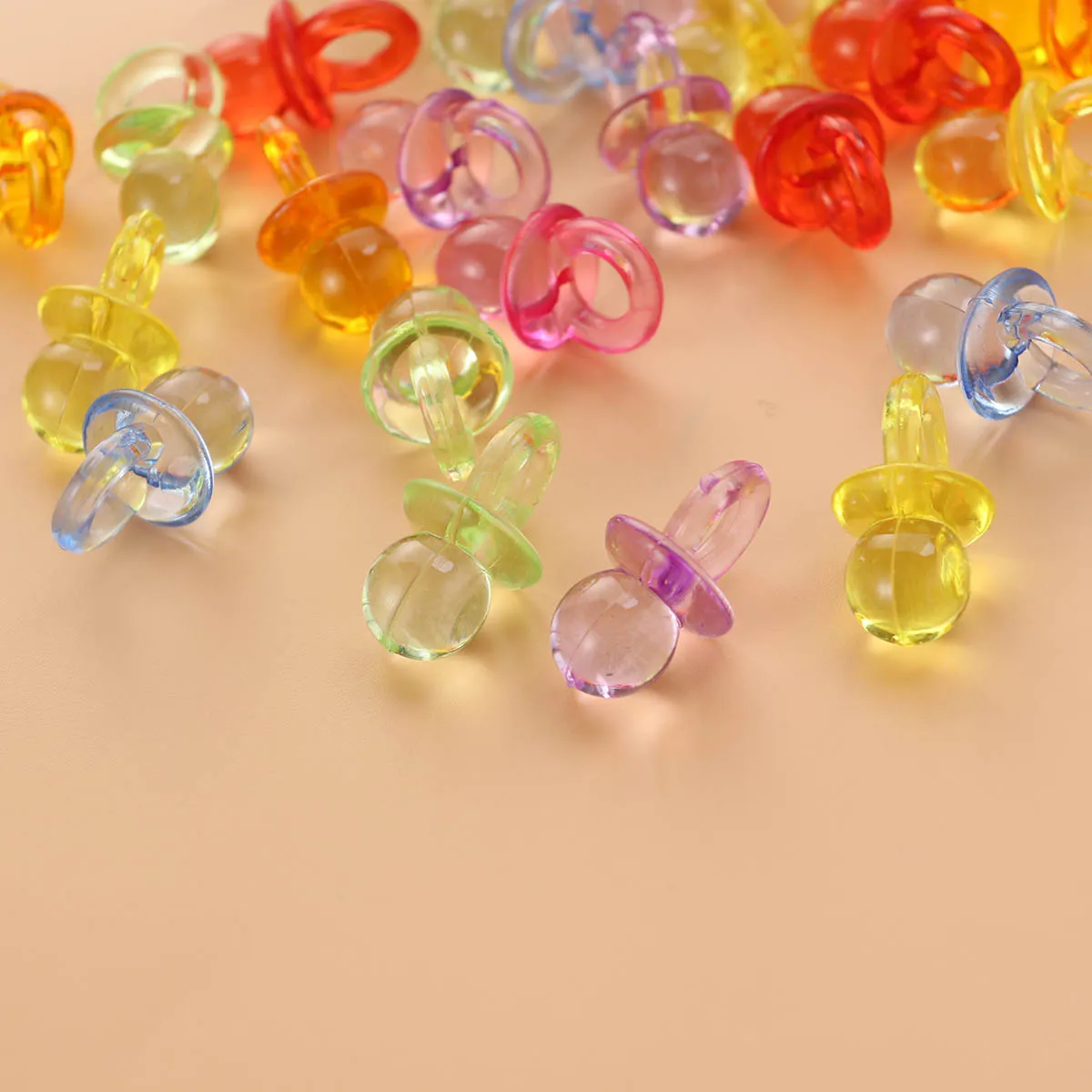 

50 Pcs Mixed Acrylic Plastic Small Baby Pacifiers for Baby Shower Decorations Table Scatter Party Favors Games