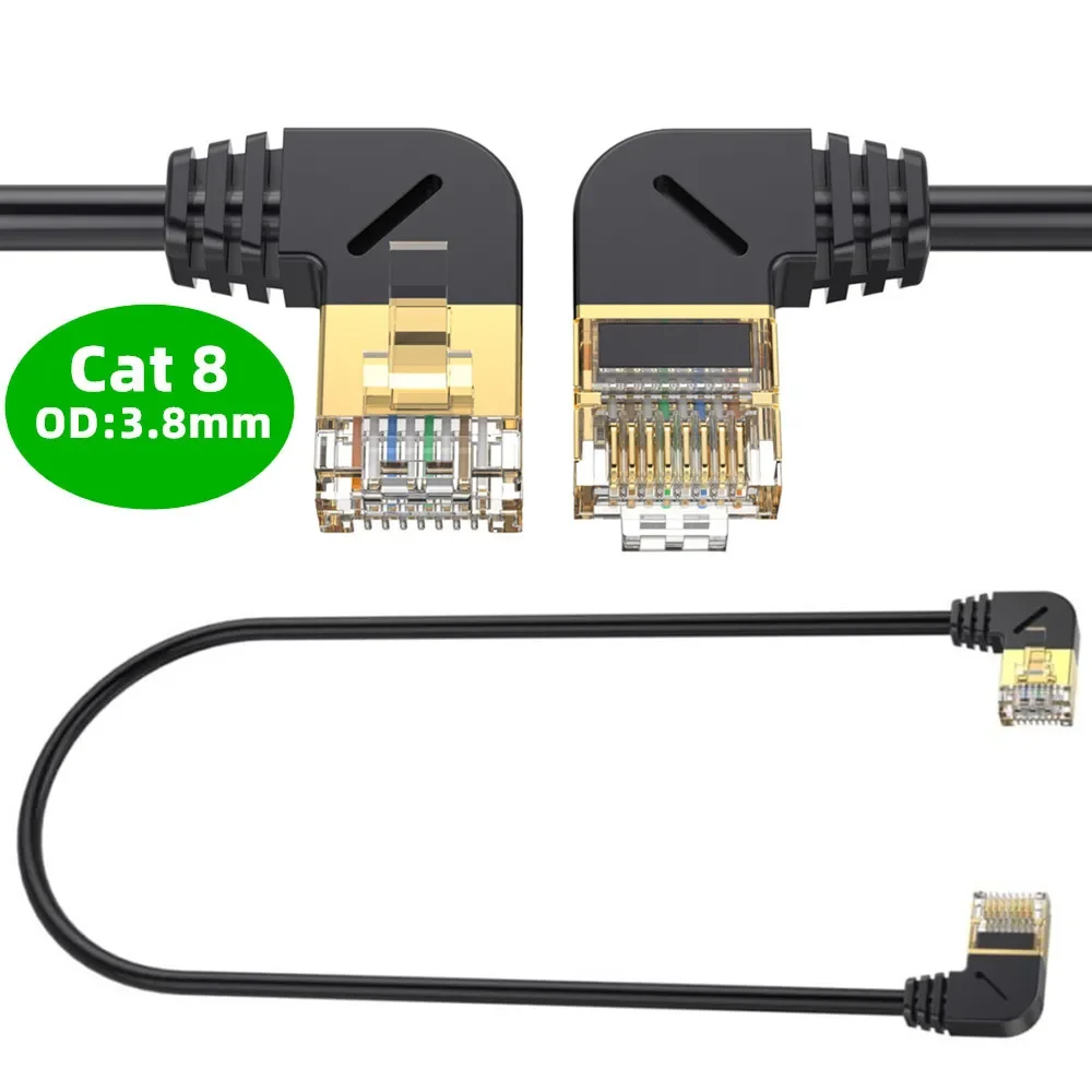 Câble Ethernet Cat 8, 50CM, haute vitesse, Slim, Gigabit STP, RJ45, LAN, 40Gbps, câble réseau, Code de raccordement pour routeur Ethernet