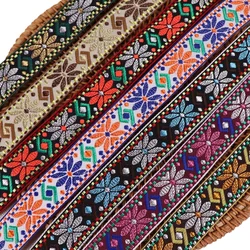 2.3cm Vintage Colorful Geometric Jacquard Embroidered Ribbons Webbing For Collar Sewing Accessories