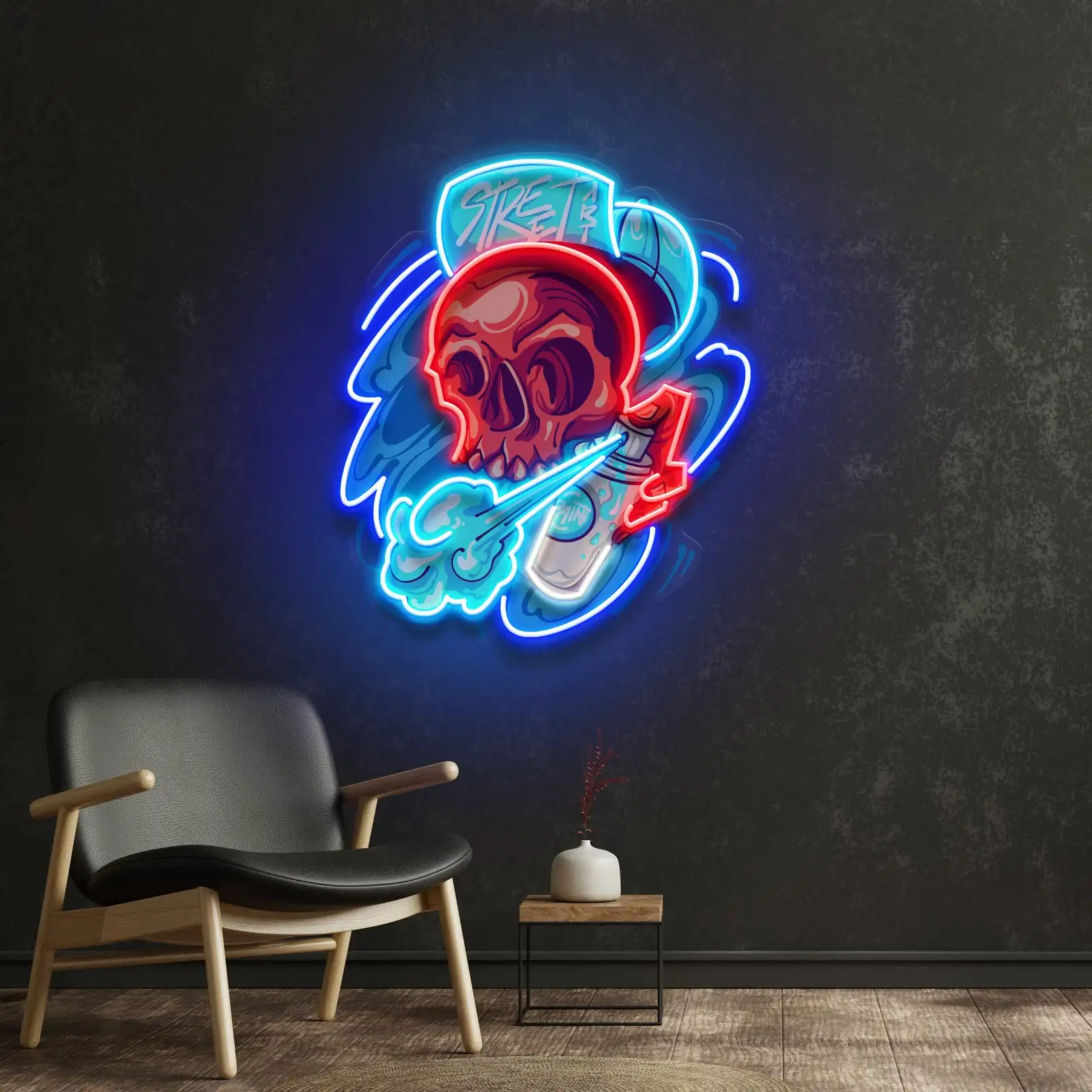 Anime Skull Neon Sign Wall Decor UV Print Cloud Artwork Pop Aesthetics Sign Bar Beer Decor Man Cave Neon Bedroom Home Wall Decor