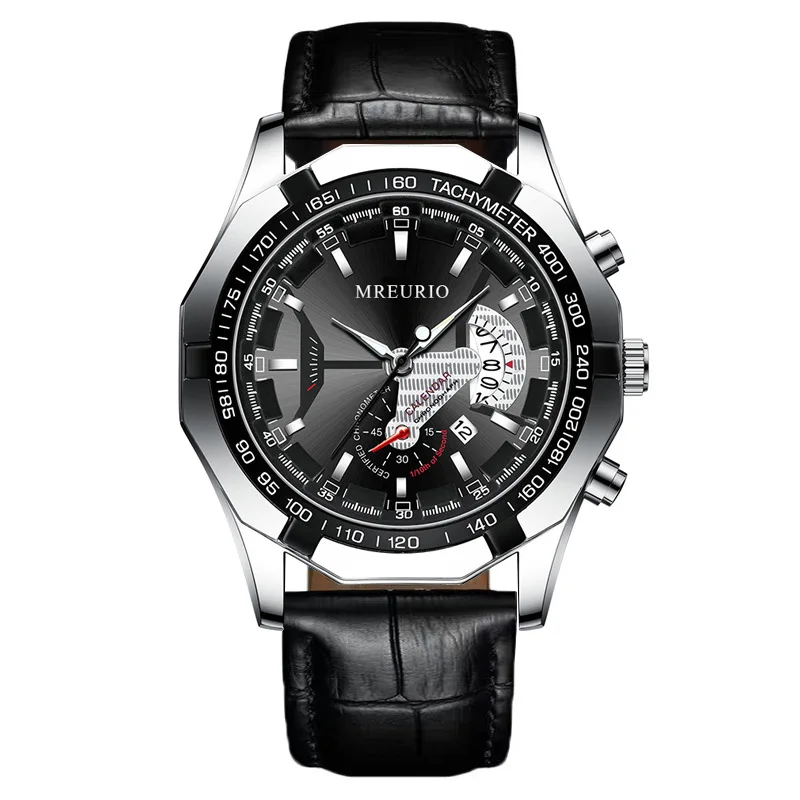 

Креативные модные мужские часы, спортивные наручные часы, большой циферблат, календарь, кожаный ремешок, кварцевые часы, повседневные мужские часы Montre Homme