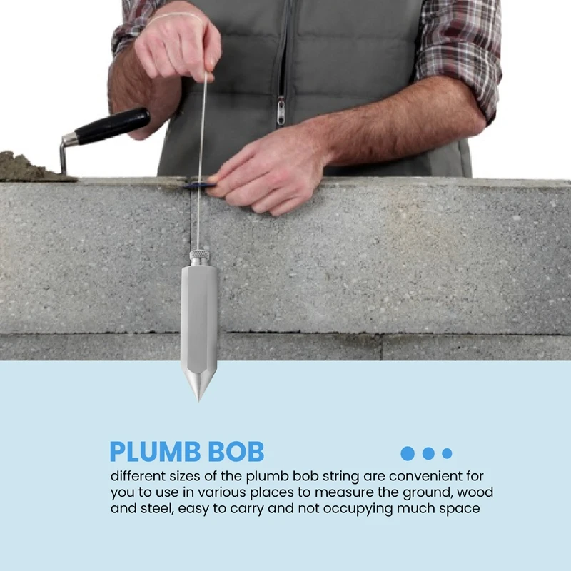 Plumb Bob With String Hexagon Steel Plumb Line 8 Oz Plumb Bob 5 Oz Plumb Bob Tip For Surveyor Carpenter Construction