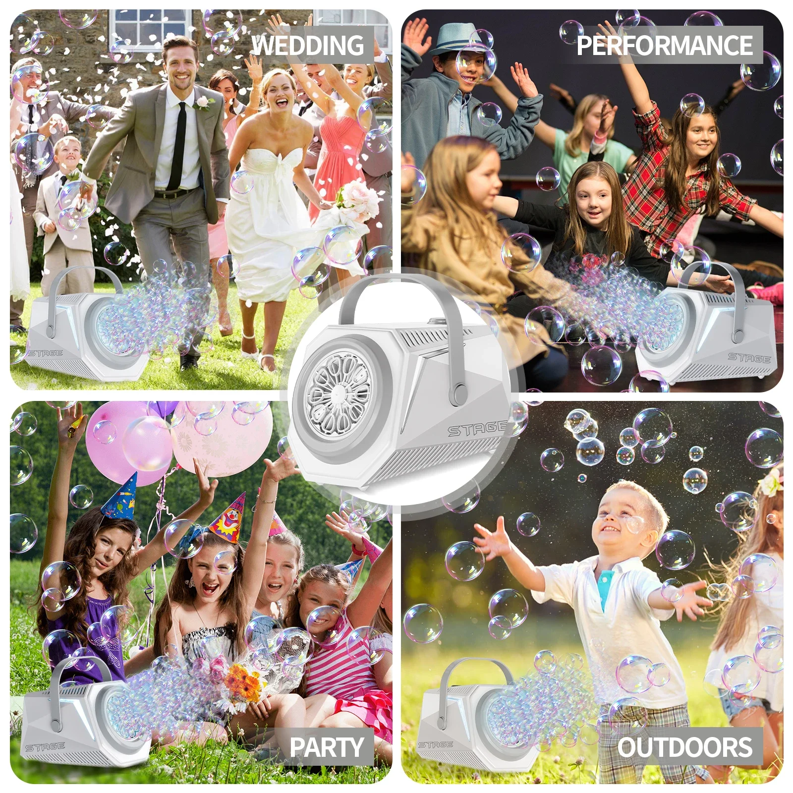 10 Hole Bubbles Machine Stage Bubble Gun Bubble Handheld Automatic Electric Blowing Outdoor Wedding Party Toys Game for Kids