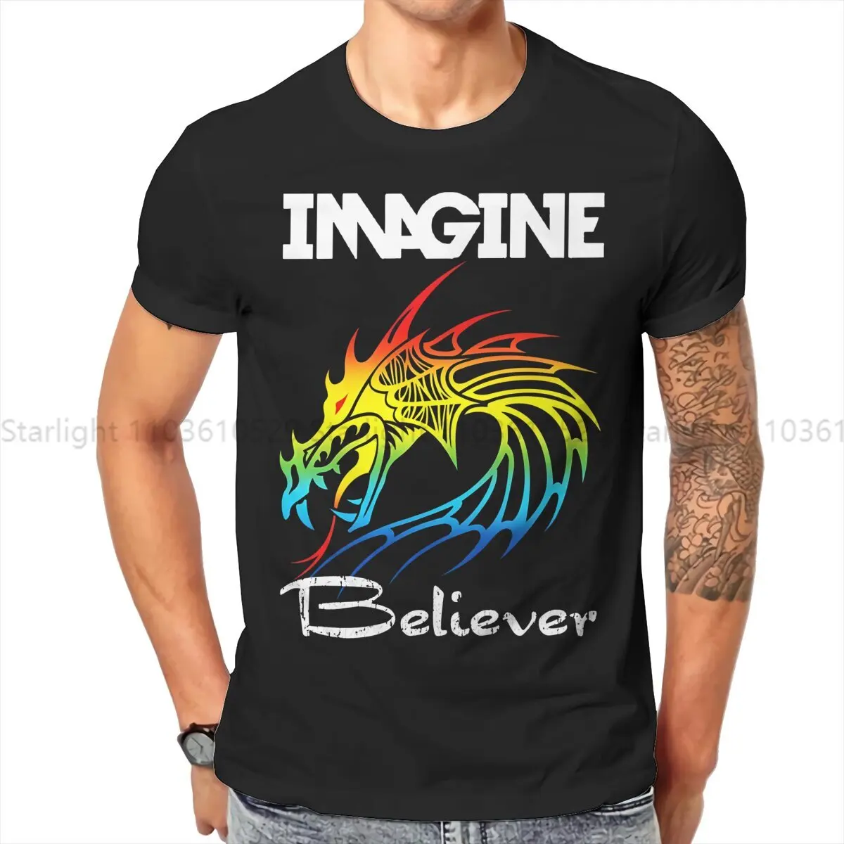 Imagine Dragons Believer TShirt For Men Dragon's Dogma Clothing Style T Shirt Homme