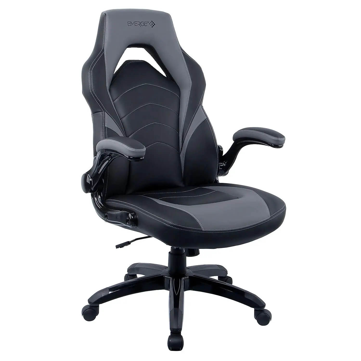 Emerge Vortex Gaming Chair, Adjustable Height, Swivel Black | Racing-style design with sturdy swivel base, ideal for