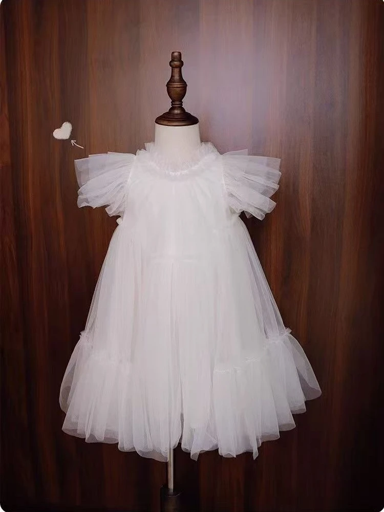 Girls Handmade Splicing Fluffy Gauze Princess Dress Summer Party Dresses for Kids Baby Girl Kids Dresses for Girls