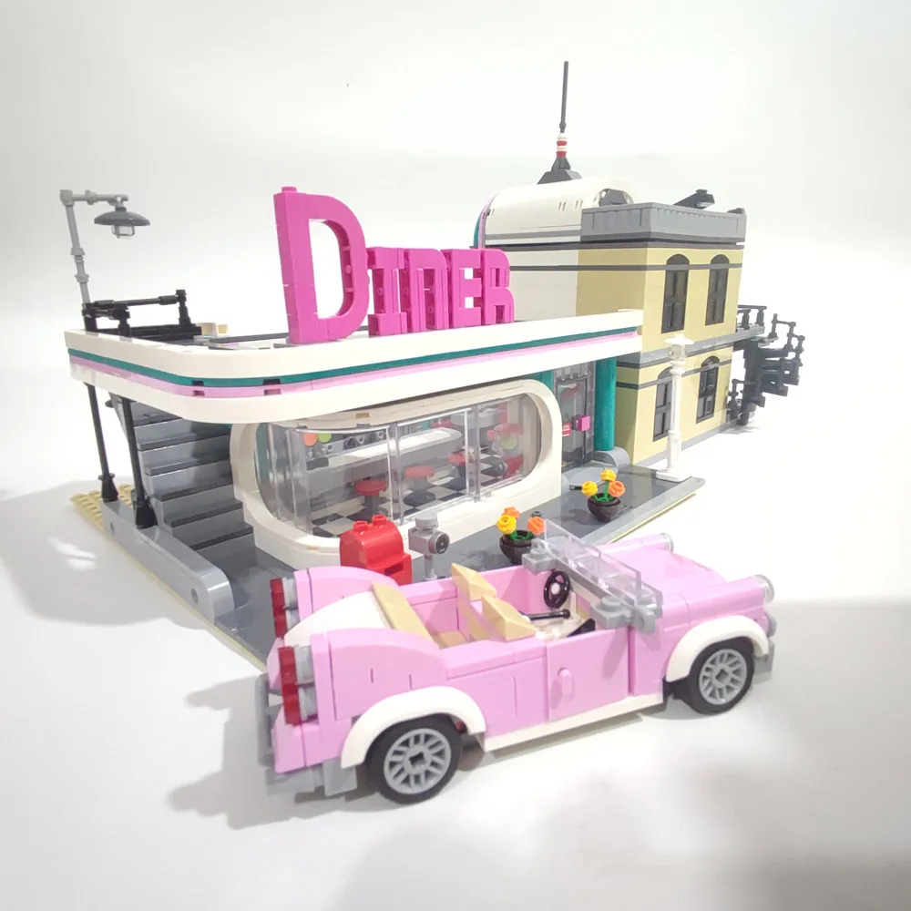 Creative Expert Brick Bank Street View Building Blocks Tudor Corner Assembly Downtown Diner Assembly Square Model Sets Toys Gift For Adults Room Decor 10251