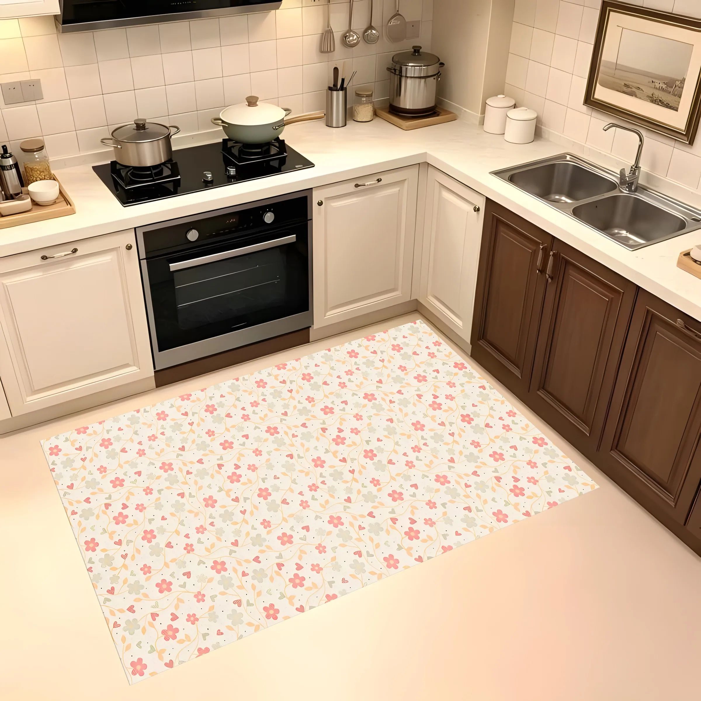 All-Over Soft Pink Floral Print Area Rug Velvet Comfort for Living Room Bedroom Home Decor