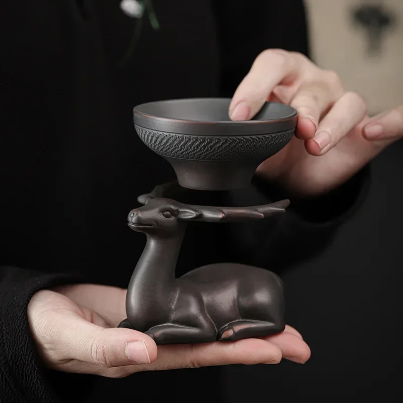 

-Jianshui Purple Pottery Filter Group Tea Strainer Porcelain Filter Hole Filter Rack KungFu Tea Ceremony Utensils Tea Accessorie