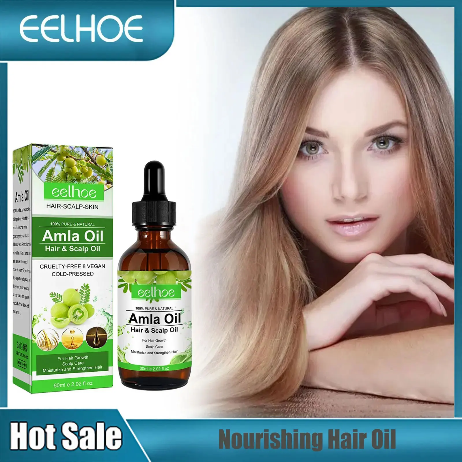 

EELHOE Amla Hair Growth Essential Oil Nourishing Dense Anti Hair Loss Damaged Treatment Scalp Thicken Smooth Serum Beauty Health