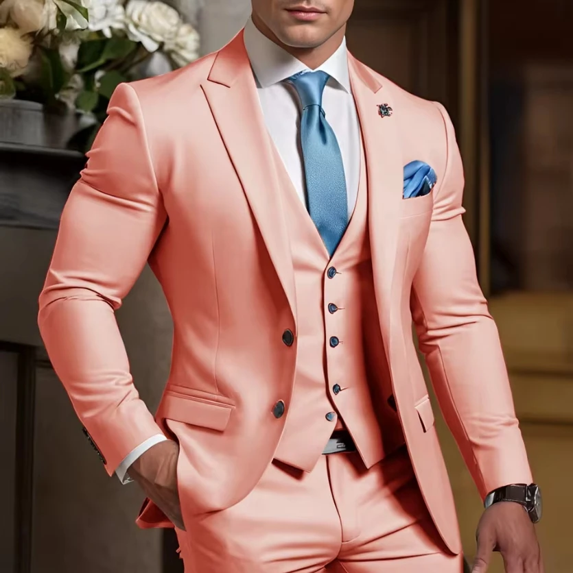 

Formal Men's Suit 3 Piece Blazer Vest Pants Wedding Party Chic Daily Casual Slim Male Suit Business High-quality Wedding Art