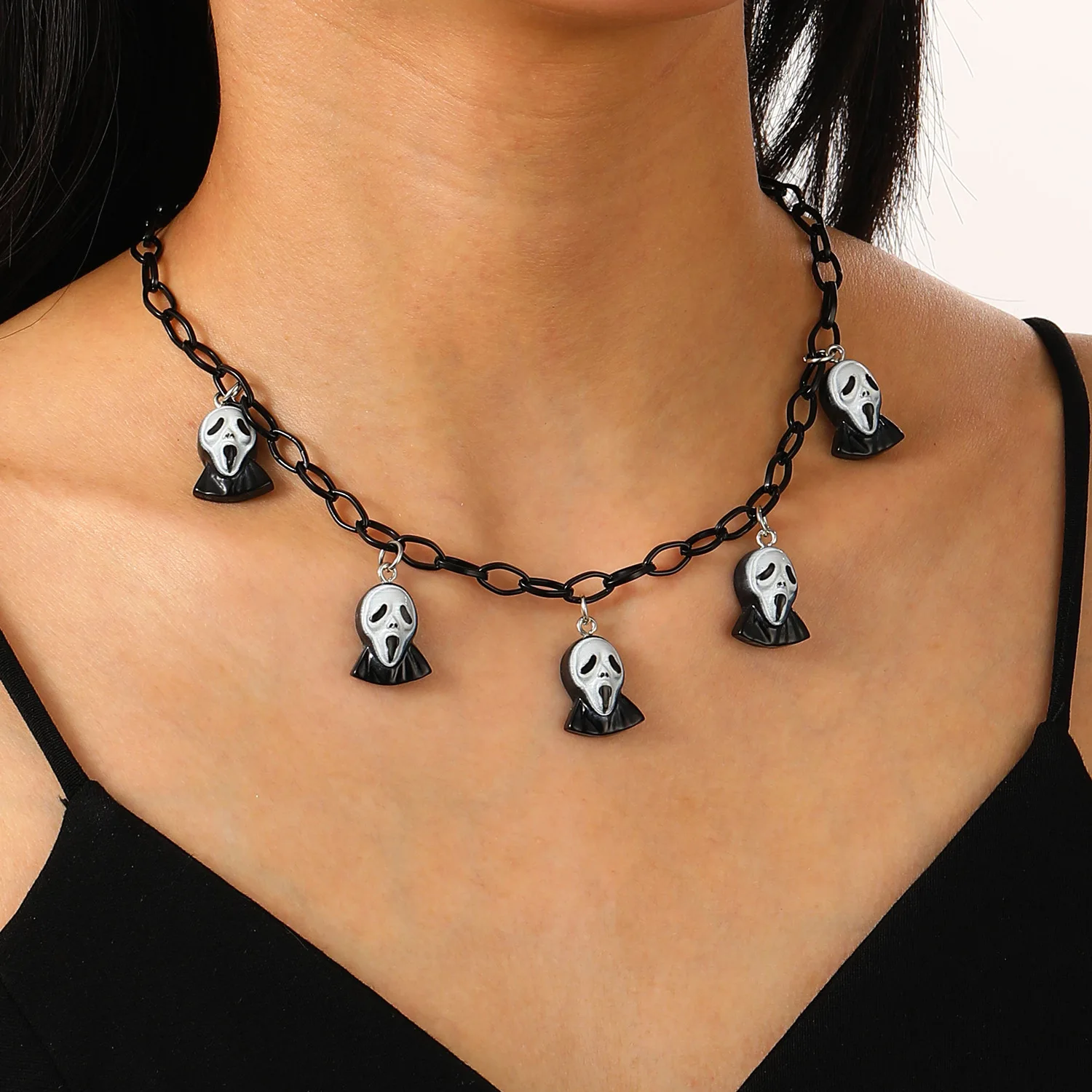 Funny Halloween Necklace for Woemn Girls New Pumpkin Ghost Personality Creative Pendant Collarbone Chain Cartoon Jewelry Party