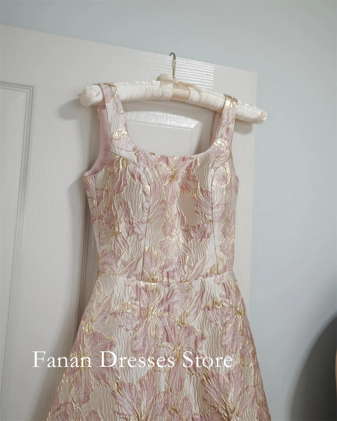 FANAN Corea Spalline per spaghetti Stampate in pizzo A-Line Abiti da sposa senza maniche ........... Abiti da sposa graziosi personalizzati