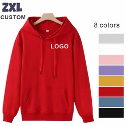 ZXL New Retro 100% Cotton Hooded Sweatshirt Loose Sports Hoodie Tops Men's and Women's Streetwear Custom Logo Print Embroidery