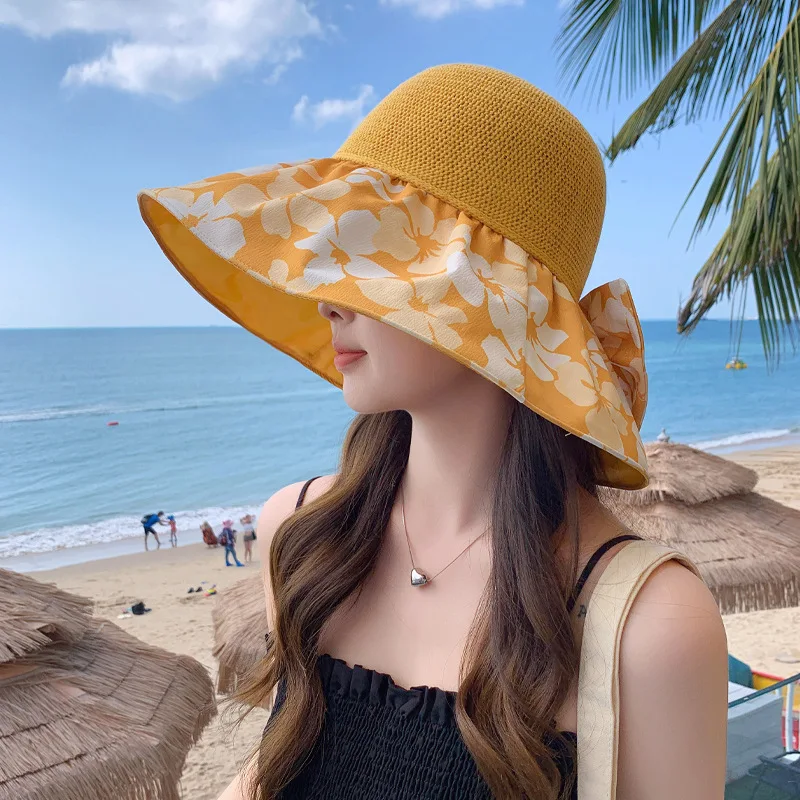 

New style color vinyl sunscreen hat for women, knitted mesh breathable sunshade hat, large brim sun hat for outdoor travel