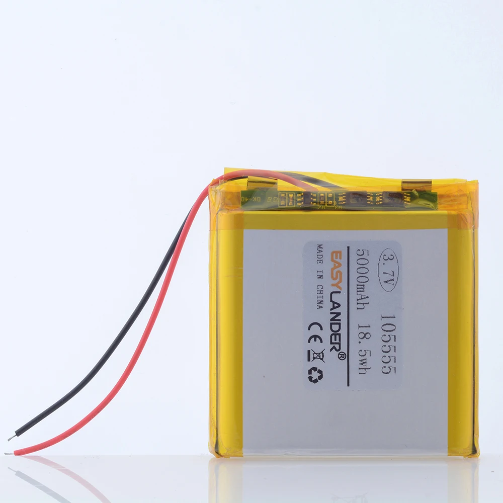 3.7V 105555 Polymer Lithium Battery 5000mAh Rechargeable for MP5 Toys Cameras GPS Bluetooth Speakers
