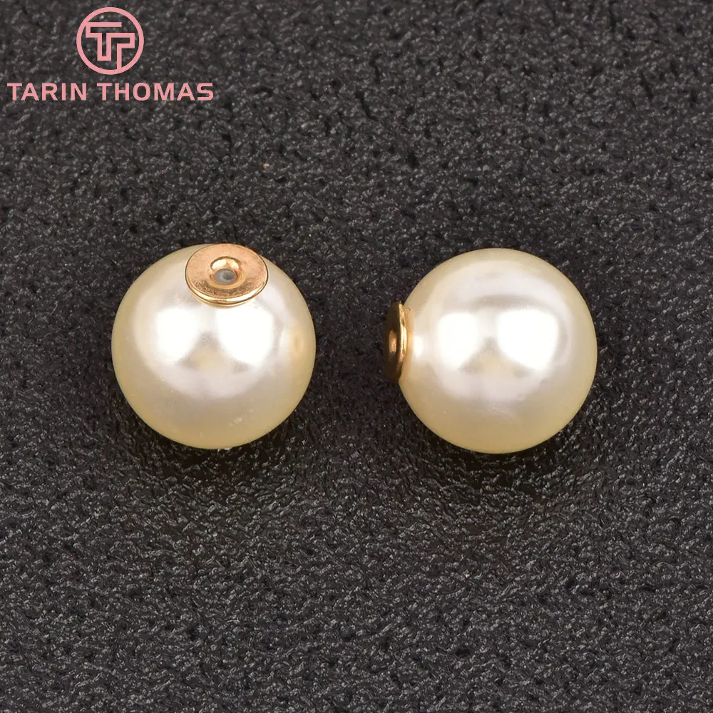(4095)10PCS Champagne Gold Color Plated Acrylic Pearl Earring Back Stopper for Earring Jewelry Making Finding Accessories