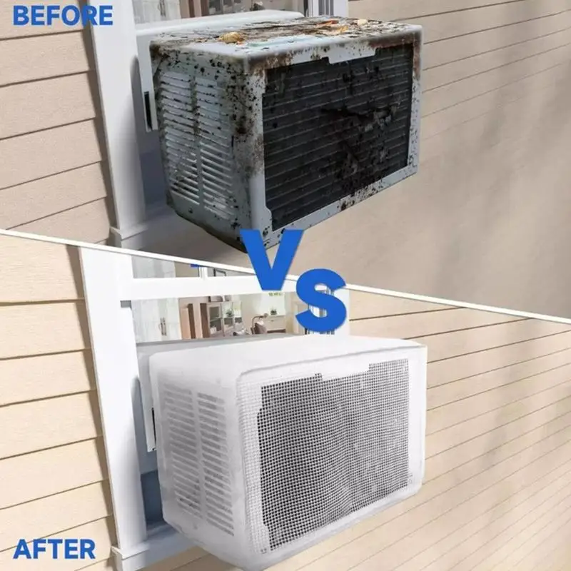 

D0AB Breathable Mesh Air Conditioning Cover Full Enclosure Dustproof Design PVC Texture for Most Window Air Conditioning