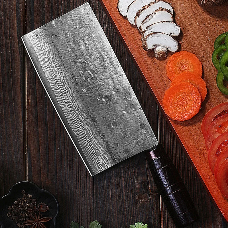 

7,5-дюймовый нож для нарезки, 67-слойное лезвие из дамасской стали, ручка для венге, нож для резки овощей, тесак для мяса, кухонный нож ручной работы