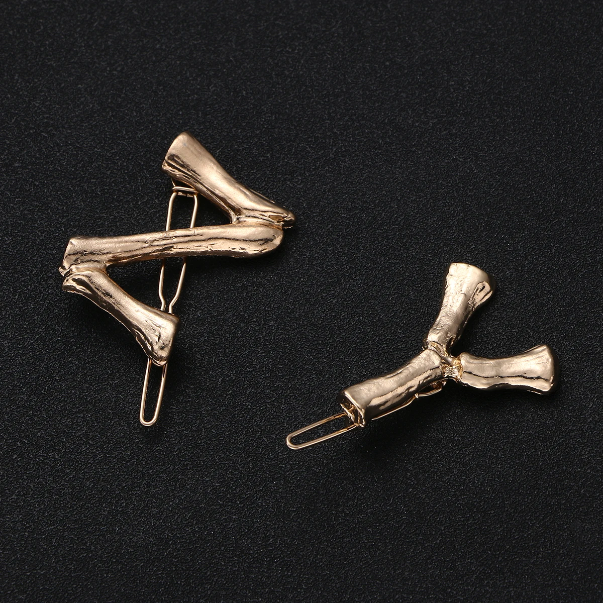 

2pcs Letter Hair Clip Alphabet Bamboo Design Metal Barrette Women Hair Accessories Durable Elegant Wedding Party Daily