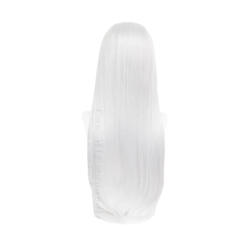 أنيمي فريرين كوس شعر مستعار 75-80 سنتيمتر الفضة الأبيض الشعر الطويل مقاومة للحرارة الاصطناعية الشعر هالوين حفلة تأثيري الباروكات + غطاء شعر مستعار