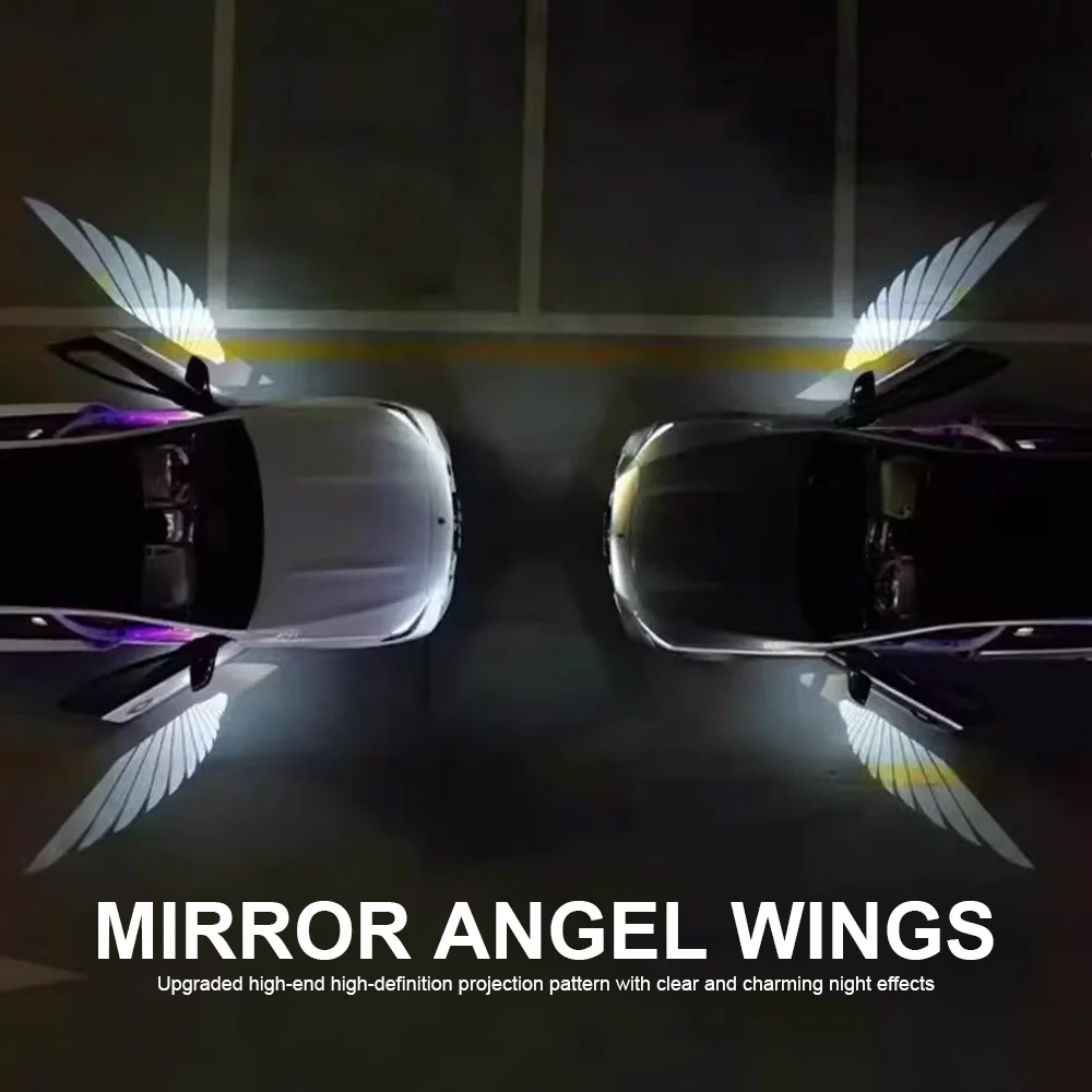 Universal Angel Wings Carpet Light Carpet Projection Lamp Rearview Mirror Exterior Welcome Door Decoration Light For Benz Toyota