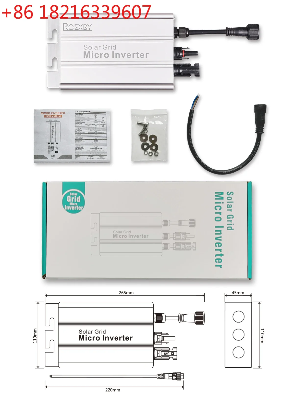 TAO Solar grid tie inverter MPPT 300W 350W 500W 600W 700W PV Modular Smart micro inverter system DC to AC Output 120V/230V Auto