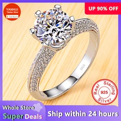 Luxury 2 Carat Engagement Wedding Rings For Women, Certified 925 Sterling Silver Ring Gift Jewelry Bride Fashion Accessories