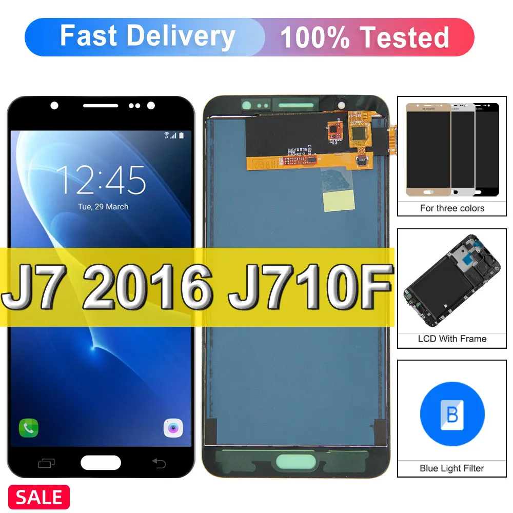 Can Adjust J710 LCD For Samsung Galaxy J7 2016 Display SM-J710FN J710F J710M J710Y LCD Touch Screen Digitizer Assembly Frame