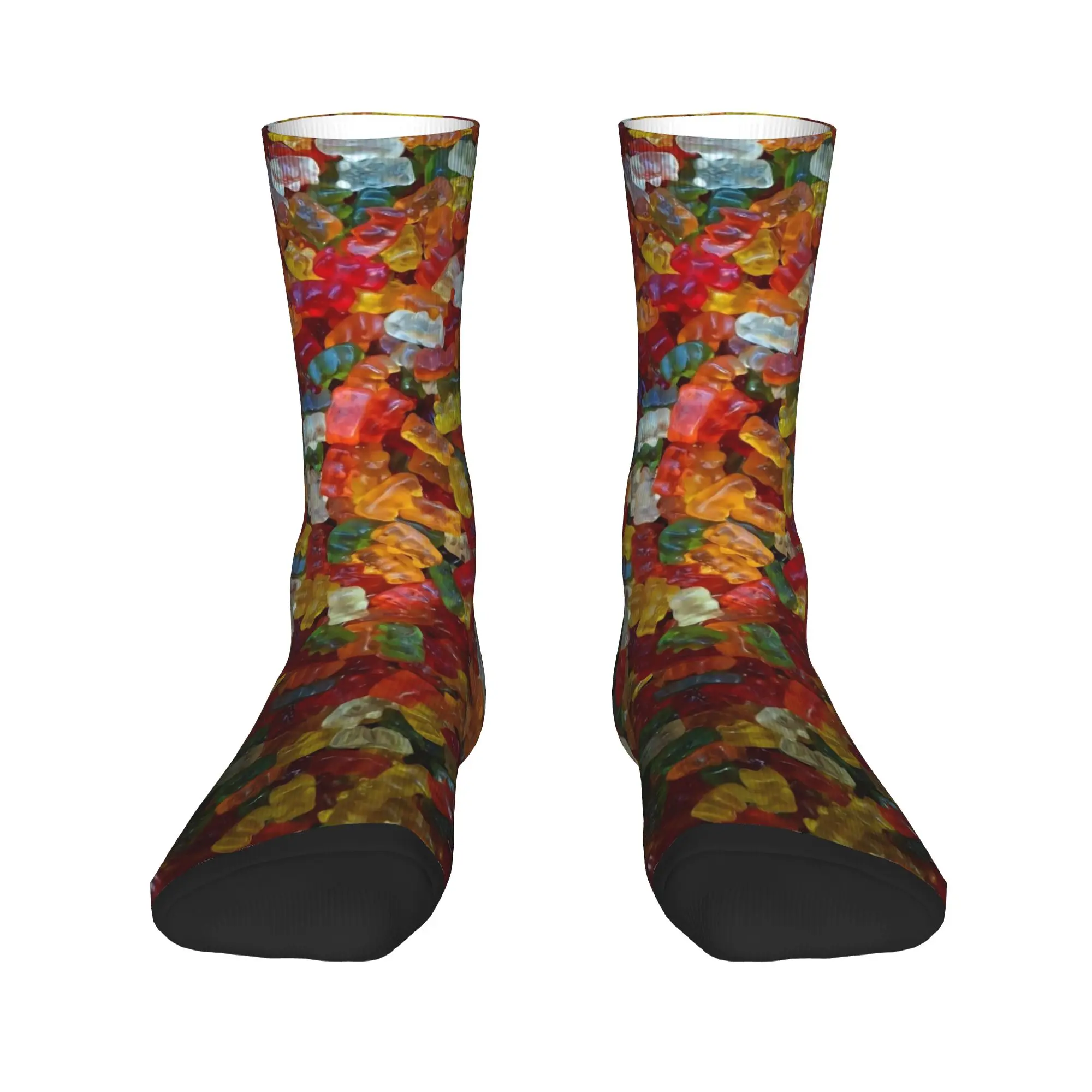 Sweet Gummy Bear Pattern Socks Autumn Colorful Candy   Stockings Retro Men's Medium Soft Socks Graphic Climbing Anti Slip Socks