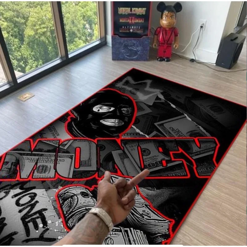 Alfombra Vintage con diseño de dólar, área bohemia gótica, sala de estar, sofá, dormitorio, decoración rústica, alfombras negras, alfombra Retro, decoración del hogar