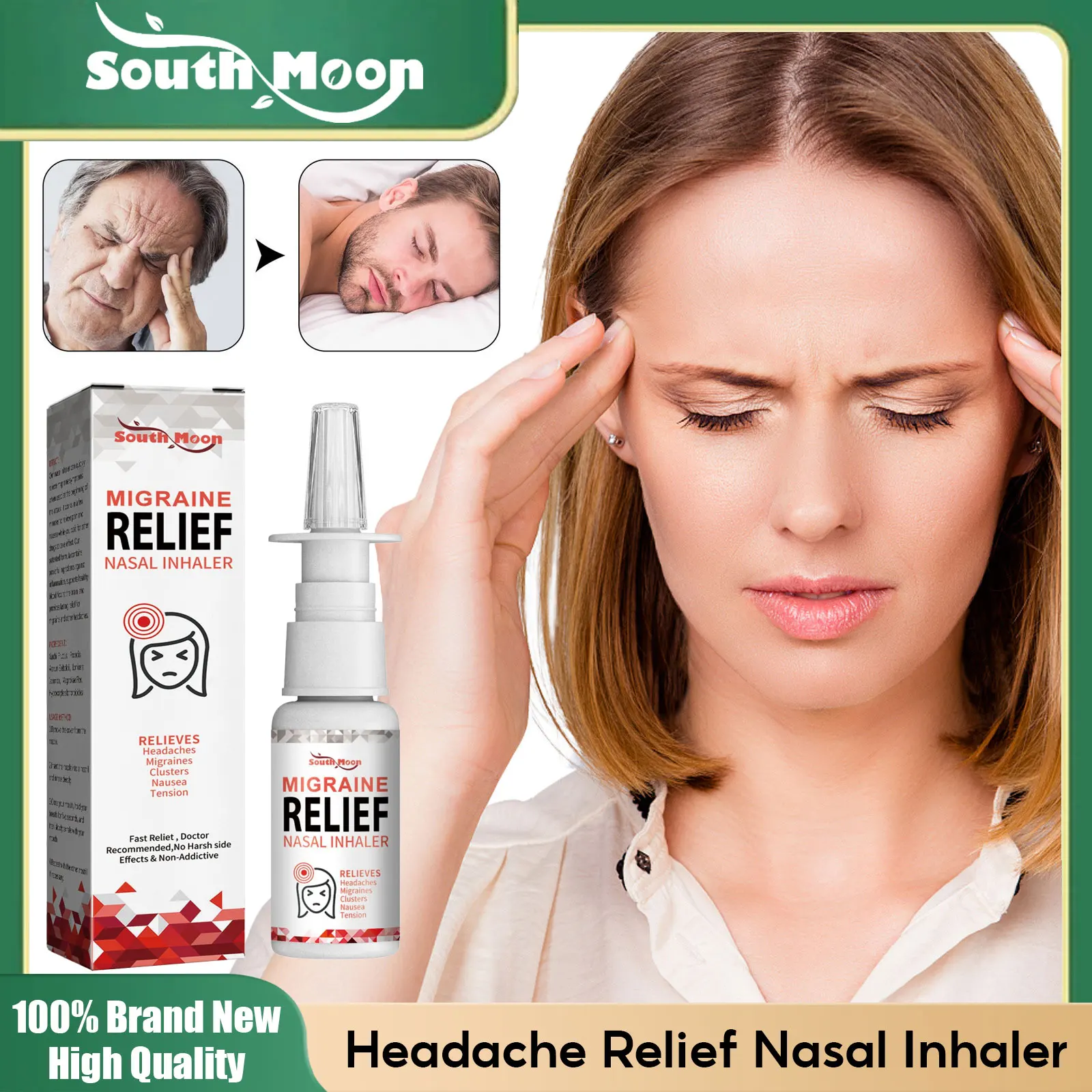 

Headache Relief Nasal Inhaler Treatment Head Pain Migraine Anti-Drowsy Relief Fatigue Anxiety Nerve Body Care Nasal Spray 35g