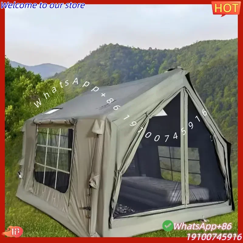 2026 Forerunner 9.0 Waterproof Oxford Fabric Inflatable Camping Tent with Pump Easy Setup Glamping Air Tent for All Seasons