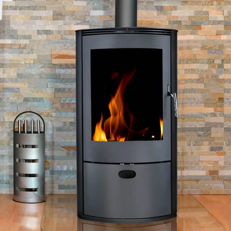 Cylindrical Indoor Freestanding 9KW Wood-burning Stove Fire Heaters Wood Fireplace