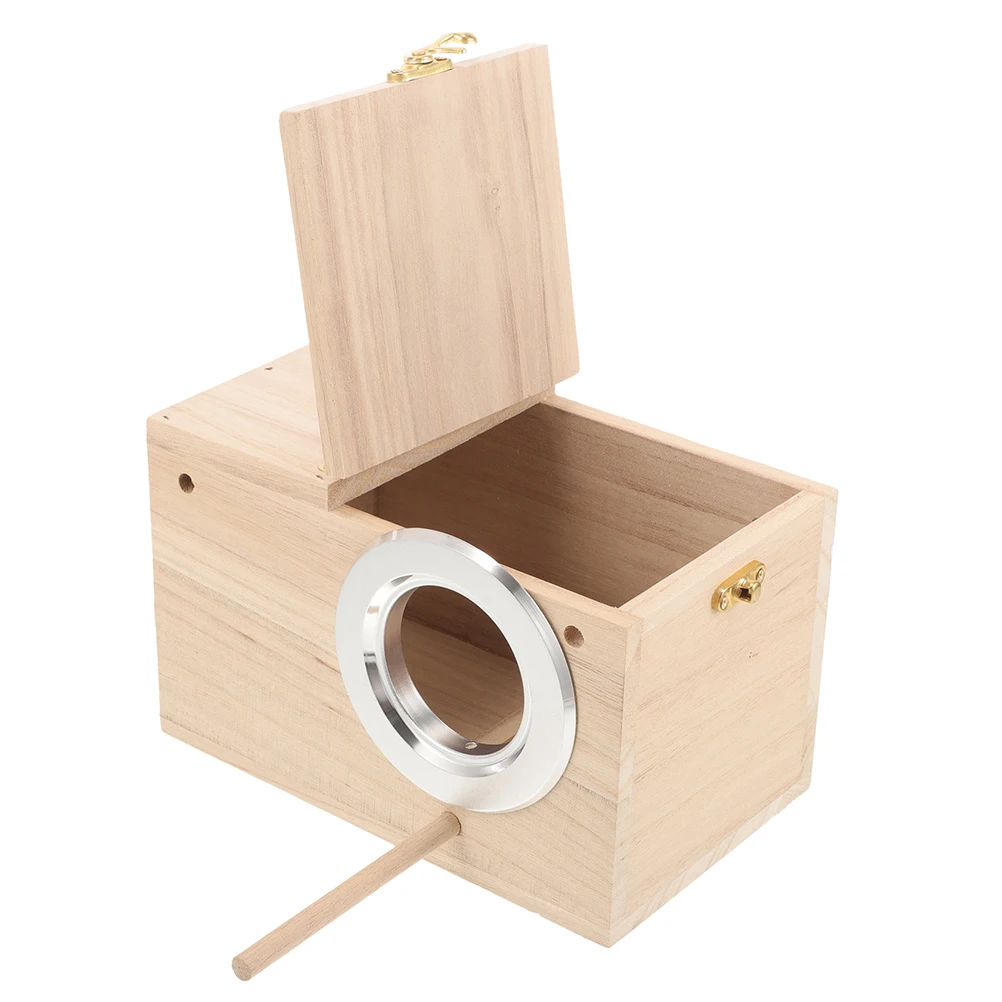 

Parrot Breeding Box Wooden Large Right Opening Nest House for Small Birds Parakeets Finches Outdoor Garden Decor Weather