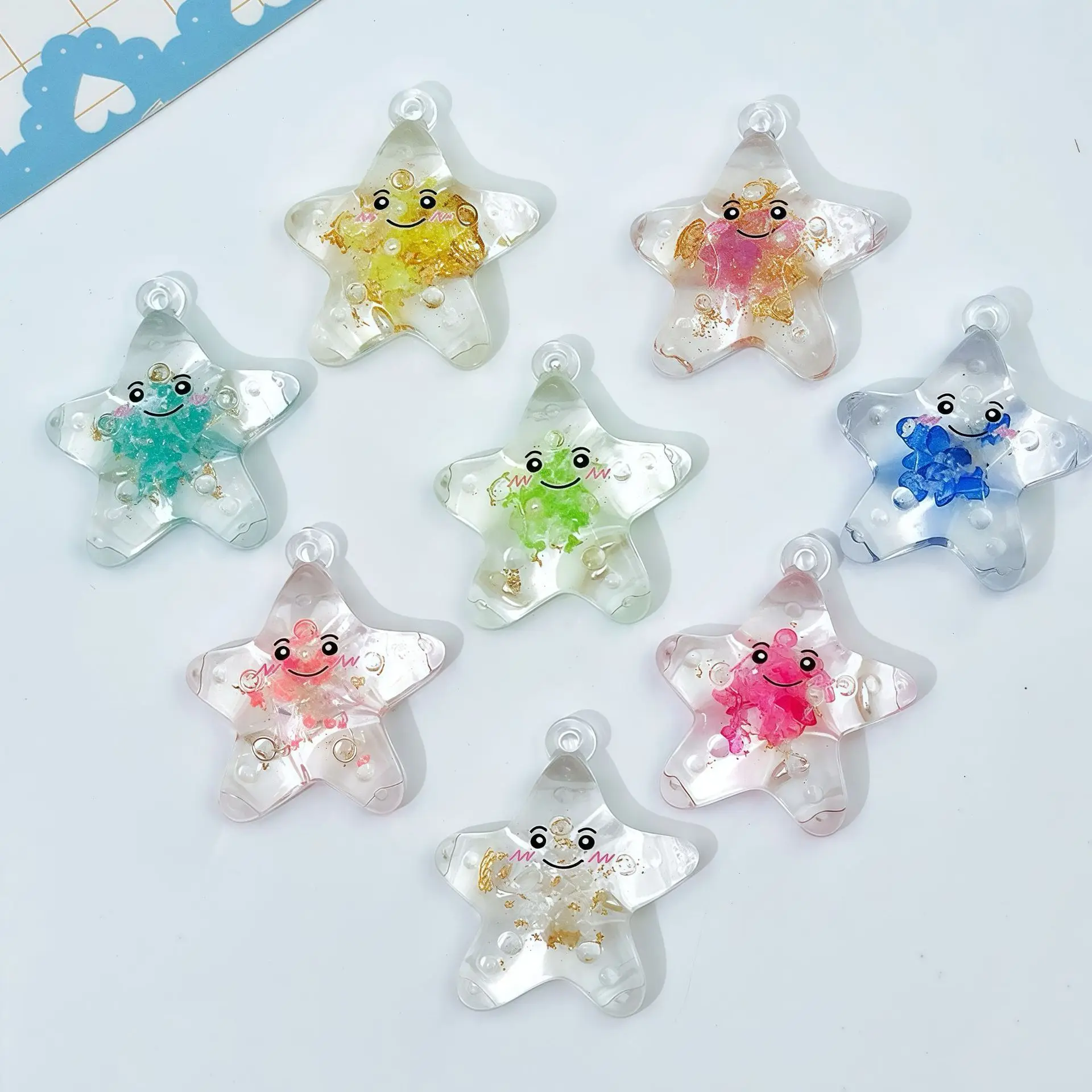 5Pcs Glow In Dark Cute Smiley Starfish Charms Acrylic Pendants DIY Jewelry Accessories For Earrings Necklaces Keychains view 5