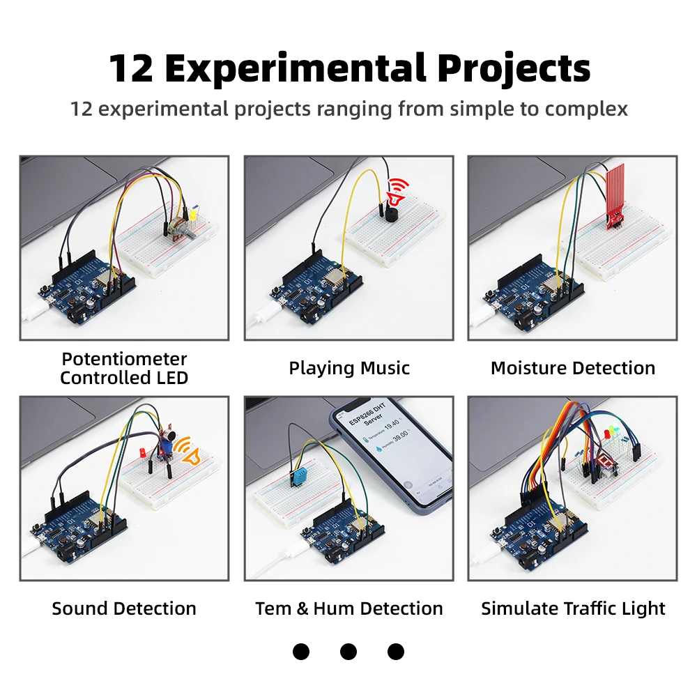 TSCIBUNY Basic Starter Kit for Arduino Profesional D1 WiFI Starter Kit Full Version DIY Electronics Training Kit Educational