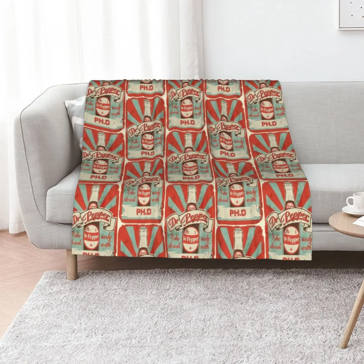 

Dr. Pepper Ph.D. Throw Blanket decorative Vintage Cute Hairy Blankets