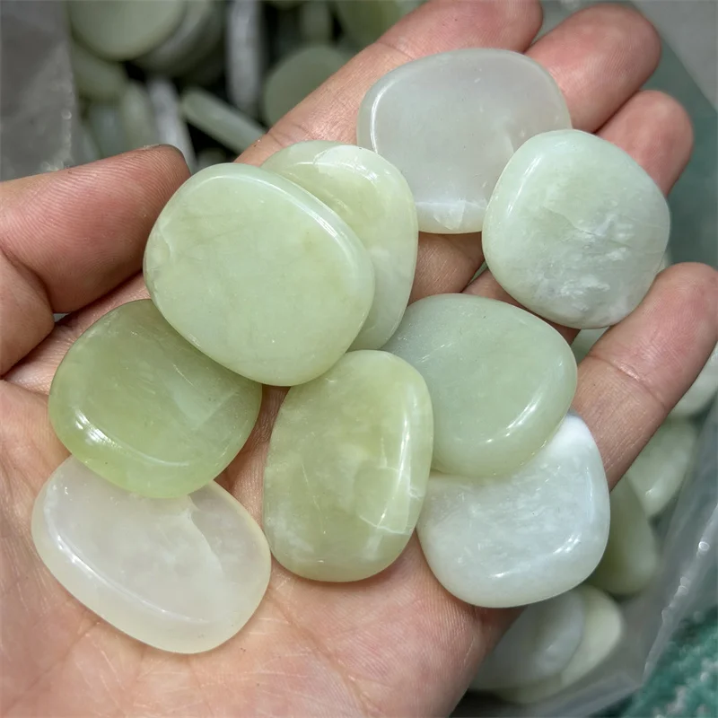 Natural Healing Green Jade Thumb Worry Stone for Energy Yoga Chakra Crystal Pocket Palm Stone for Anxiety Stress Relief Meditati