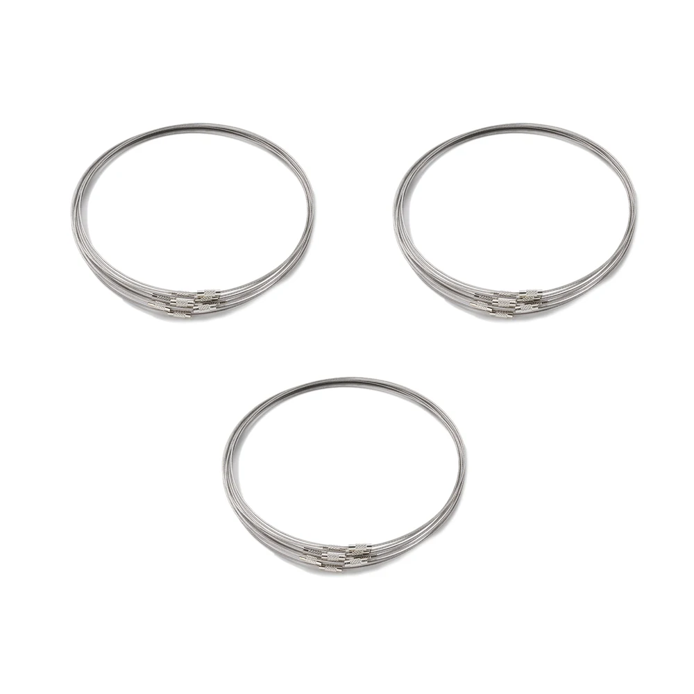 10pcs 46cm Stainless Steel Necklace Wire Cord Rope Loop Screw Lock Clasp for DIY Handmade Jewelry Making Supplies Craft Findings