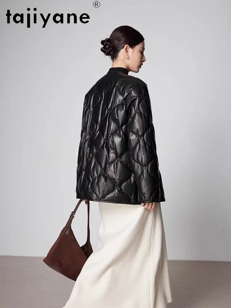 TAJIYANE Real Sheepskin Down Coat Woman 90% White Goose Down Coats Genuine Leather Puffer Jacket 2025 Winter Clothing дубленка