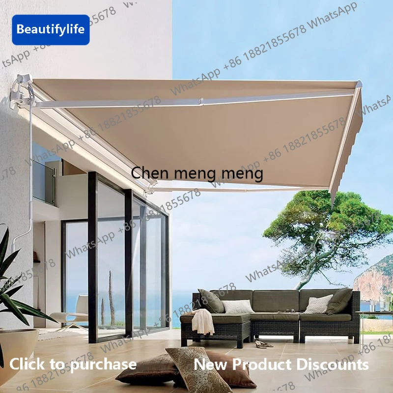 

a56 Full Cassette Electric Retractable Awning Waterproof Folding Arm Canopy for Balcony Patio & Outdoor Motorized Sun & Rain She