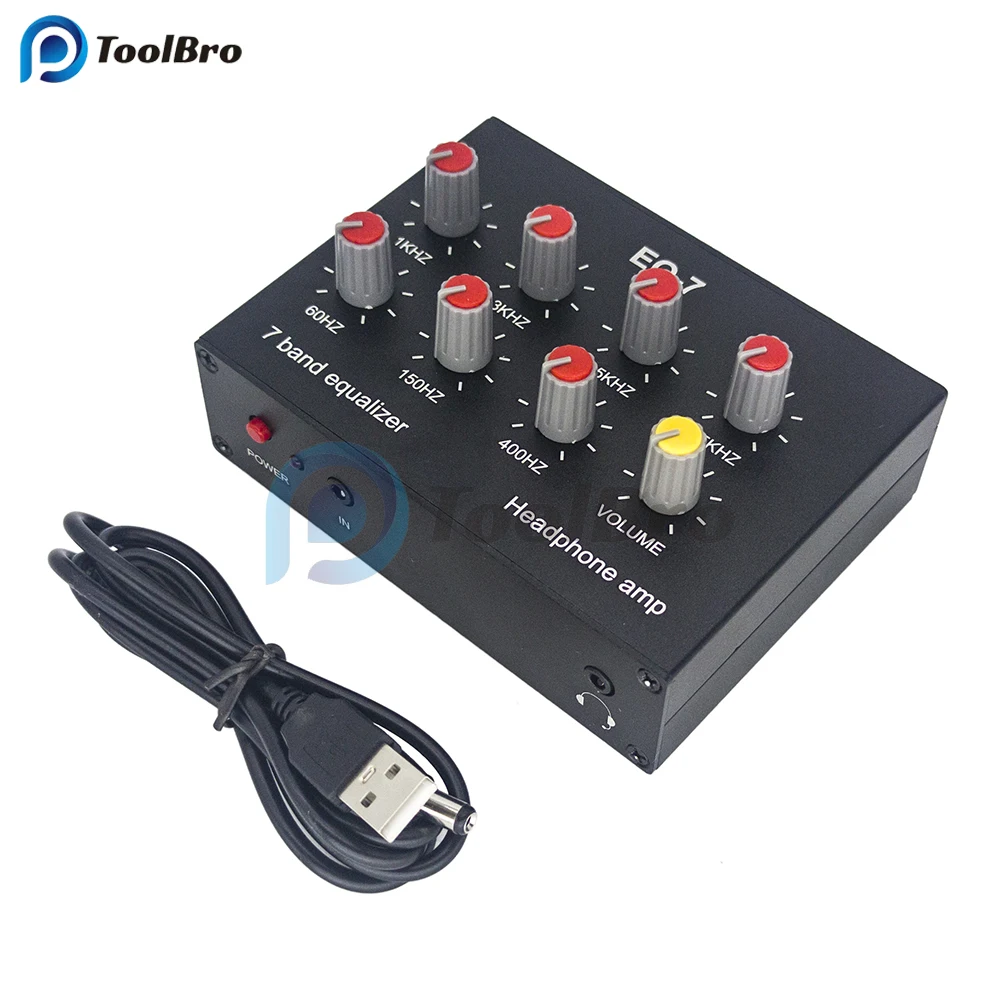Audio Eq7 Audio Signal Preamplifier Band Equalizer Ajustar High School Bass Sound Phone Computer Headphone Amplifier