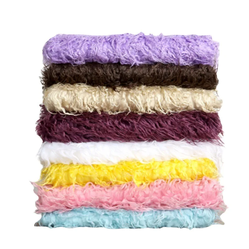 Curly Flokati Faux Fur Fabric Layer Newborn Photography Props Backdrop Bowl Stuffer Mat Basket Filler Greece Blanket Plush Fur