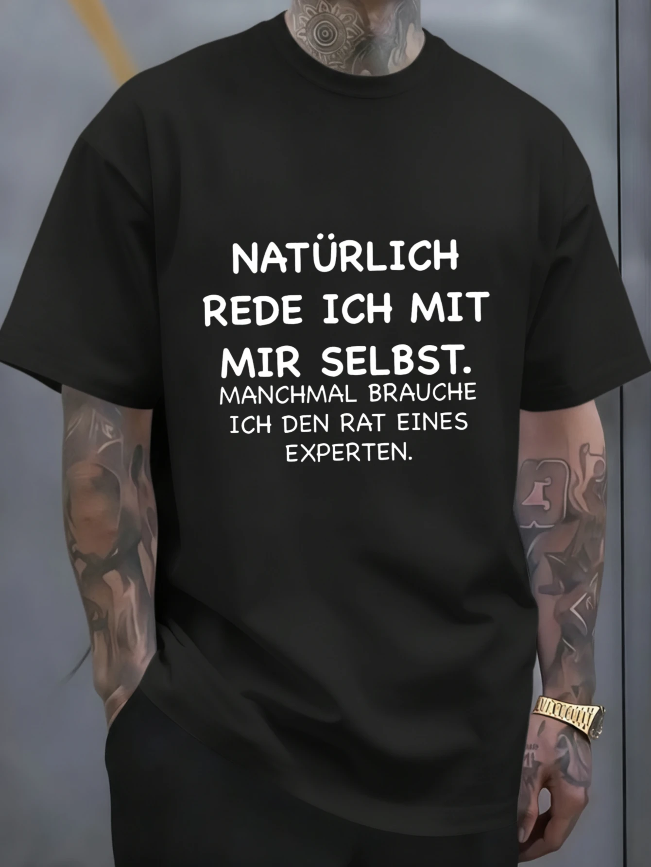 Joocar Natürlich rede ich manchmal mit mir selbst, lässiges Allwetter-Baumwoll-T-Shirt, Rundhalsausschnitt, weich, dehnbar, atmungsaktiv, kurzärmelig, modisches Streetwear-Oberteil mit