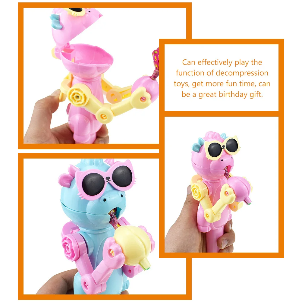 

6Pcs Dinosaur Lollipop Robot Holder Lightweight Creative Candy Storage Holder Birthday Party Funny Lollipop Robot