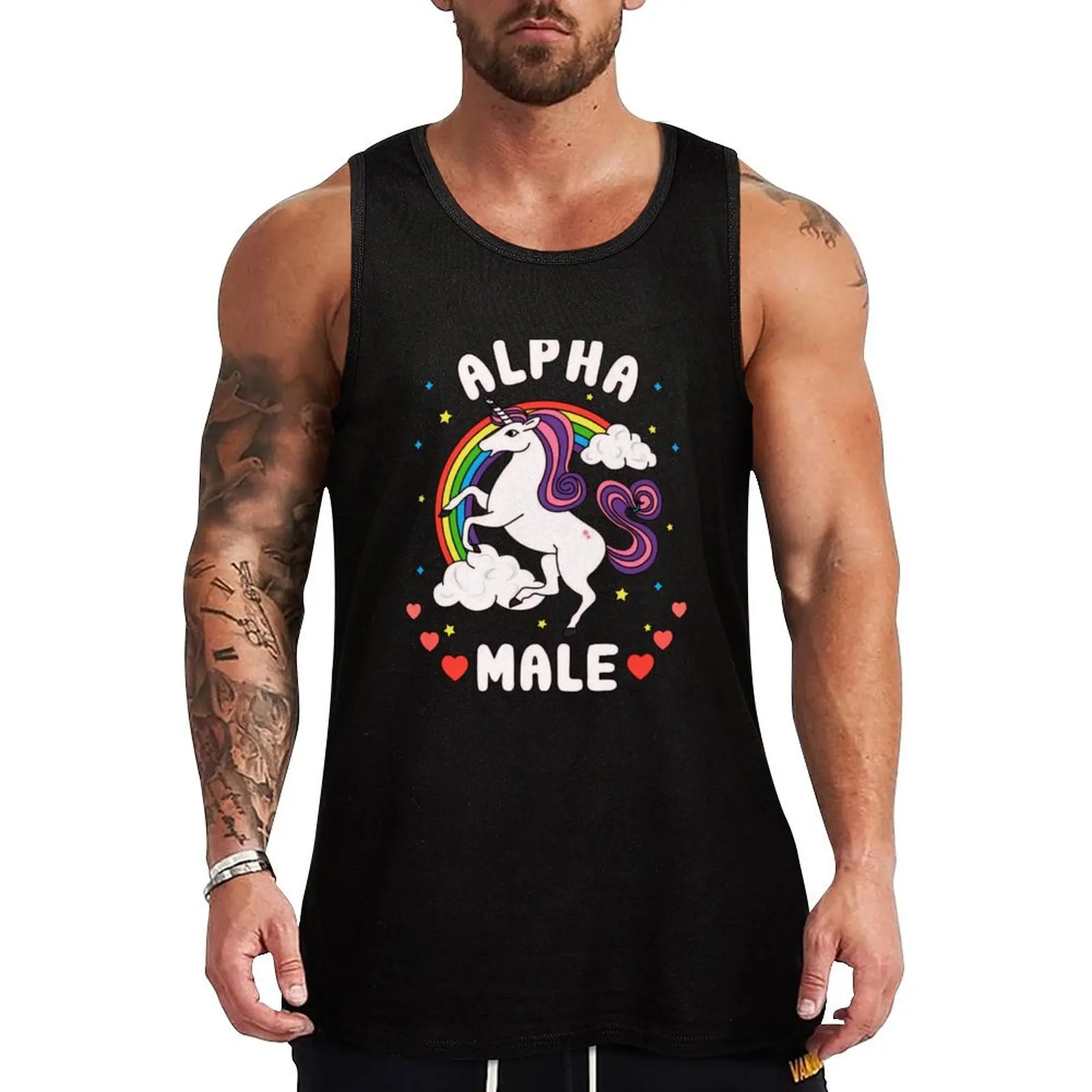 Lustiges T-Shirt, Alpha männliches Einhorn Regenbogen, süßes Alpha männliches Einhorn, lustiges Geschenk für Papa, Vatertag 2024, sarkastisches lustiges Tank-Top