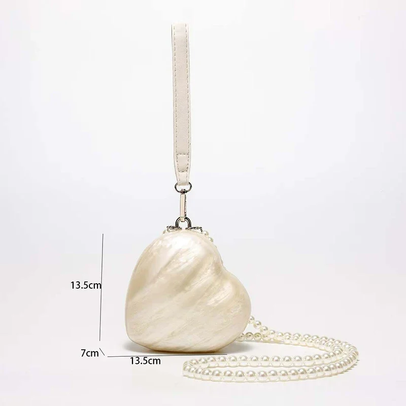 Umhängetasche in Gänseform, Perlenkette, Umhängetasche, britischer Designer-Abend, elegante Clutch-Geldbörse, Damen-Schultertasche aus Acryl – Detail 1