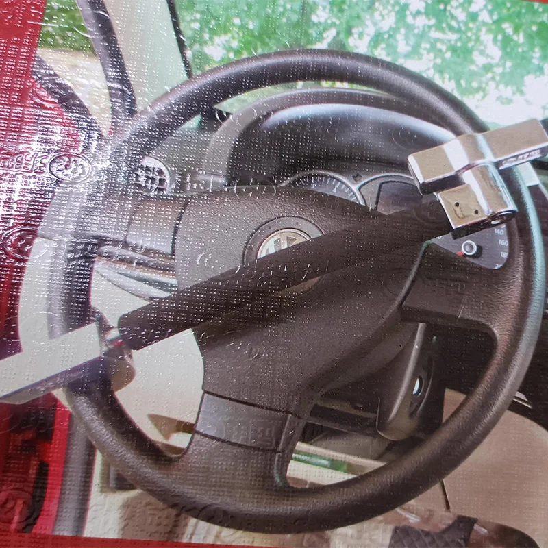 Car Steering Wheel Lock Anti-Theft Folding Lock Easy to Store Central Lock Fits All Vehicle Models Interior Security Accessory